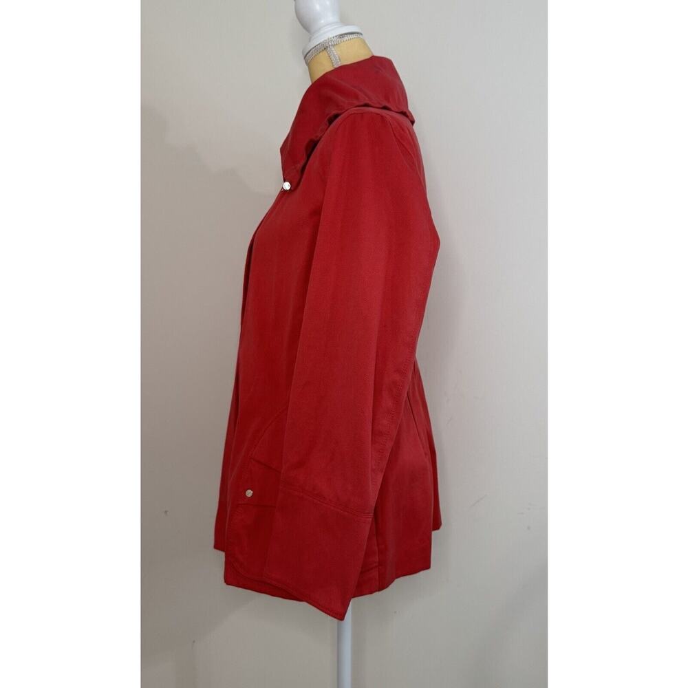 Carolina Herrera Cotton Spring Jacket Size Medium Red Coral Lined - Picture 7 of 15